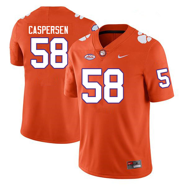 Men #58 Holden Caspersen Clemson Tigers College Football Jerseys Sale-Orange